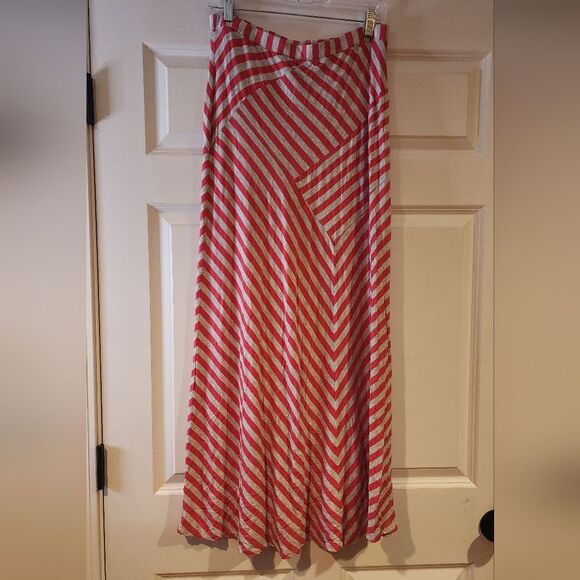 Design History stretchy pink and gray striped pull on maxi skirt M - Picture 4 of 4
